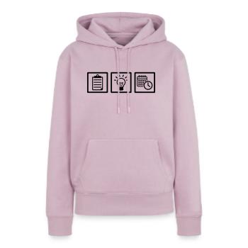 Event Manager - Sweat à capuche Premium bio Femme - rose poudré - Devant - Julia (174cm)