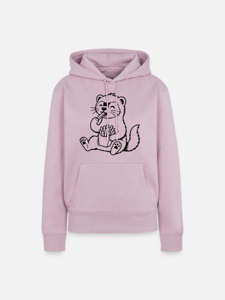 Frettchen isst Pommes - Frauen Premium Bio Hoodie - Altrosa