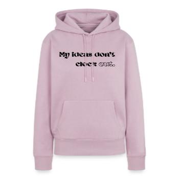 My Ideas Don’t Clock Out - Frauen Premium Bio Hoodie - Altrosa - Vorne - Julia (174cm)