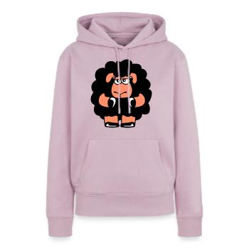 Mouton noir Triste Incertain Fatigué Drôle Mignon - Sweat à capuche Premium bio Femme - rose poudré - Devant - Julia (174cm)
