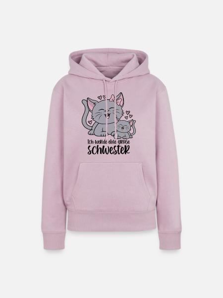 Ich werde eine große Schwester Katze Katzen Kinder - Frauen Premium Bio Hoodie - Altrosa