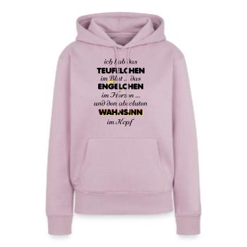 Engelchen Teufelchen Wahnsinn - Frauen Premium Bio Hoodie - Altrosa - Vorne - Julia (174cm)