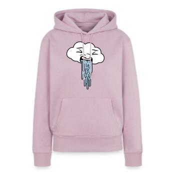 vomissant drôle nuage de pluie - Sweat à capuche Premium bio Femme - rose poudré - Devant - Julia (174cm)