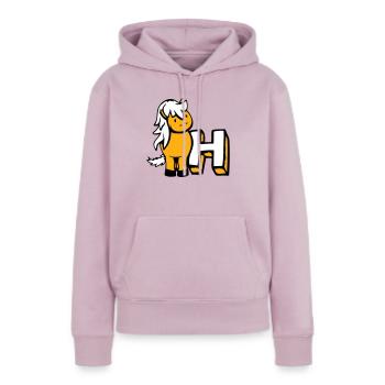 Cheval H Cheval Lettre ABC École d’apprentissage de l’anglais - Sweat à capuche Premium bio Femme - rose poudré - Devant - Julia (174cm)