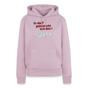 peut être applaudi - Sweat à capuche Premium bio Femme - rose poudré - Devant - Julia (174cm)