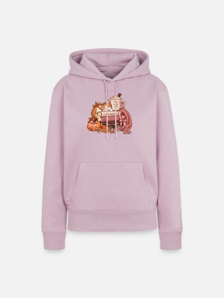 Katzenkuschelzeit: Bücher Tee Wärme - Frauen Premium Bio Hoodie - Altrosa