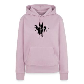 Diable par Won (ABC) - Sweat à capuche Premium bio Femme - rose poudré - Devant - Julia (174cm)