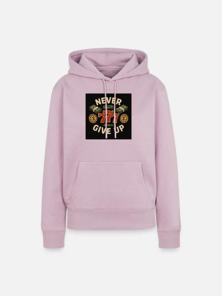 Never give up777 - Frauen Premium Bio Hoodie - Altrosa