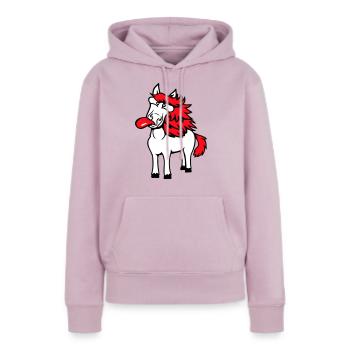 Pferd Verrückt Zunge rausstrecken komisch albern - Frauen Premium Bio Hoodie - Altrosa - Vorne - Julia (174cm)