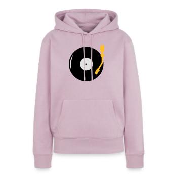 LP - DJ - Turntable - Sweat à capuche Premium bio Femme - rose poudré - Devant - Julia (174cm)