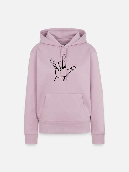 rock hand - Frauen Premium Bio Hoodie - Altrosa