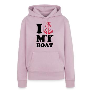 I love my boat - Frauen Premium Bio Hoodie - Altrosa - Vorne - Julia (174cm)