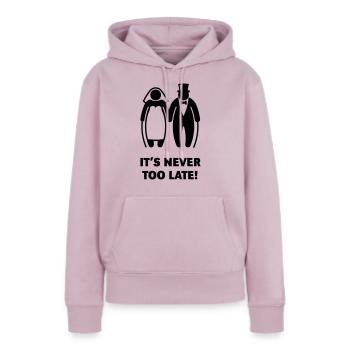 It's Never Too Late! (Älteres Brautpaar, Hochzeit) - Frauen Premium Bio Hoodie - Altrosa - Vorne - Julia (174cm)