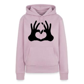 umriss 2 haende paar team hand zeichen halbes herz - Frauen Premium Bio Hoodie - Altrosa - Vorne - Julia (174cm)