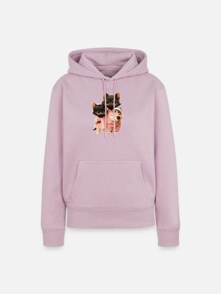 Katzenfamilie im Pyjama mit Baby - Frauen Premium Bio Hoodie - Altrosa