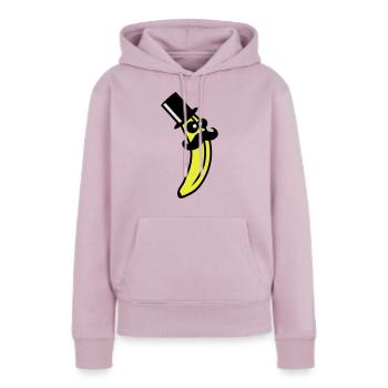 Sir Mustache Banana - Sweat à capuche Premium bio Femme - rose poudré - Devant - Julia (174cm)