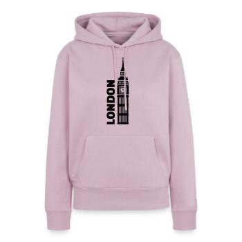 Londres - Sweat à capuche Premium bio Femme - rose poudré - Devant - Julia (174cm)