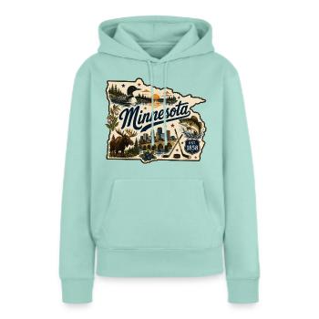Minnesota Land of 10.000 Lakes Vintage-Aufkleber - Frauen Premium Bio Hoodie - Mint  - Vorne - Julia (174cm)