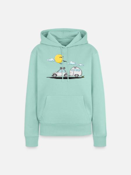 Wohnwagen Auto mit Anhänger - Frauen Premium Bio Hoodie - Mint 