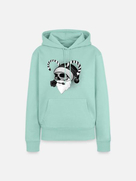 Weihnachtsmann Totenschädel Rose Hörner - Frauen Premium Bio Hoodie - Mint