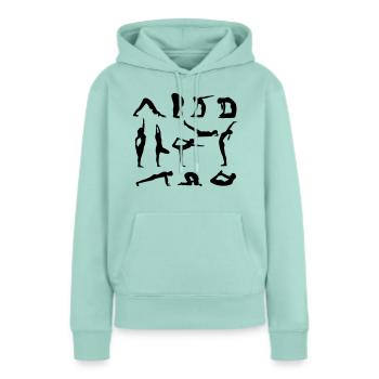 chiffres de yoga - Sweat à capuche Premium bio Femme - menthe  - Devant - Julia (174cm)