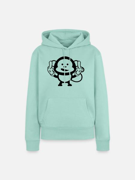monkey middle finger design - Frauen Premium Bio Hoodie - Mint