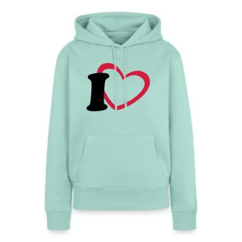 i love - Frauen Premium Bio Hoodie - Mint  - Vorne - Julia (174cm)