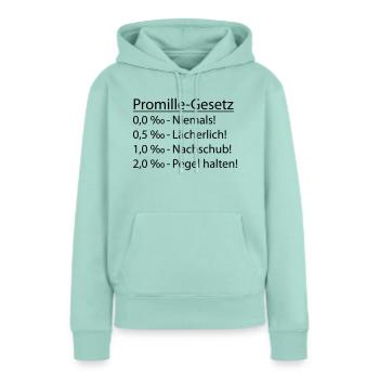Promille Gesetz Alkohol Party - Frauen Premium Bio Hoodie - Mint  - Vorne - Julia (174cm)