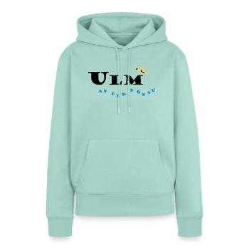 ulm - Sweat à capuche Premium bio Femme - menthe  - Devant - Julia (174cm)