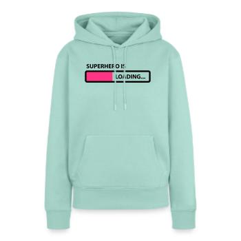 superhero is loading - Frauen Premium Bio Hoodie - Mint  - Vorne - Julia (174cm)