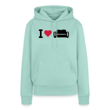 Ich liebe Couch - Frauen Premium Bio Hoodie - Mint  - Vorne - Julia (174cm)