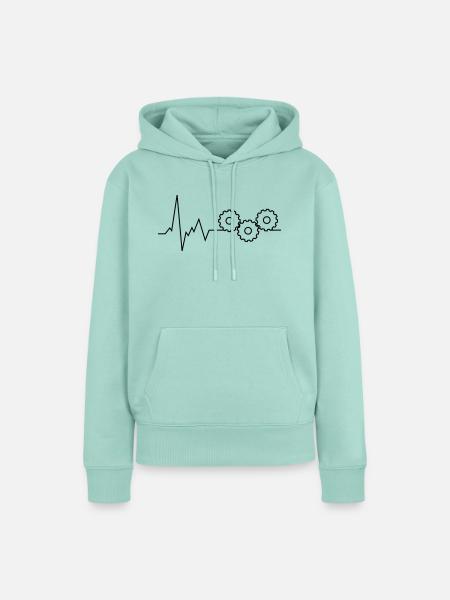 herzschlag zahnräder - Frauen Premium Bio Hoodie - Mint