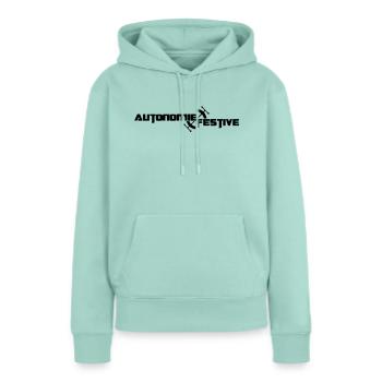 autonomie festive - Sweat à capuche Premium bio Femme - menthe  - Devant - Julia (174cm)