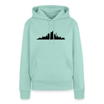 Skyline Leipzig central - Sweat à capuche Premium bio Femme - menthe  - Devant - Julia (174cm)