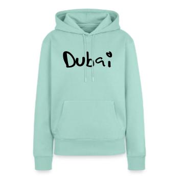 Dubai - Sweat à capuche Premium bio Femme - menthe  - Devant - Julia (174cm)