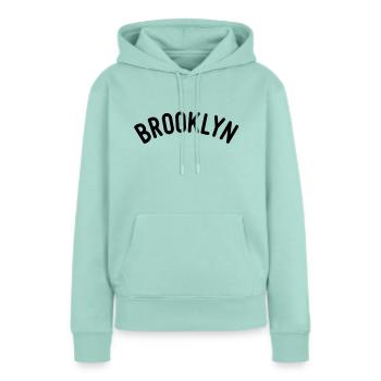 Brooklyn - Sweat à capuche Premium bio Femme - menthe  - Devant - Julia (174cm)