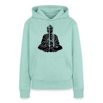 buddha_1 - Sweat à capuche Premium bio Femme - menthe  - Devant - Julia (174cm)