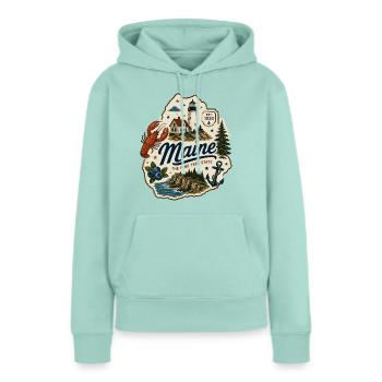 Maine Pine Tree State Vintage Küstenaufkleber - Frauen Premium Bio Hoodie - Mint  - Vorne - Julia (174cm)