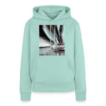Polarlicht und Pinguin, handgemaltem Design - Frauen Premium Bio Hoodie - Mint  - Vorne - Julia (174cm)