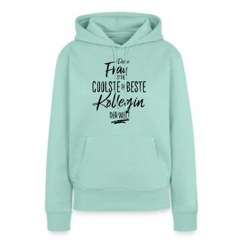 kollegin-schwarz - Frauen Premium Bio Hoodie - Mint  - Vorne - Julia (174cm)
