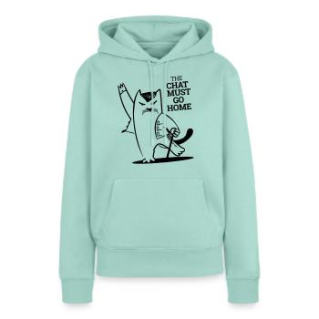 Chat Must Go Home - Sweat à capuche Premium bio Femme - menthe  - Devant - Julia (174cm)
