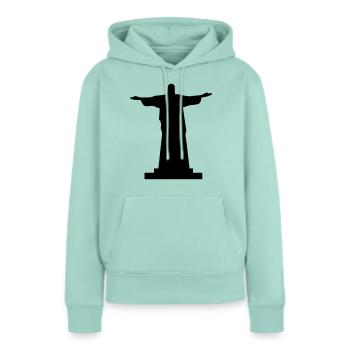 Jésus-Christ - Sweat à capuche Premium bio Femme - menthe  - Devant - Julia (174cm)