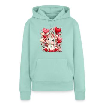 Einhorn Valentinstag Geschenk Freundin Frau - Frauen Premium Bio Hoodie - Mint  - Vorne - Julia (174cm)