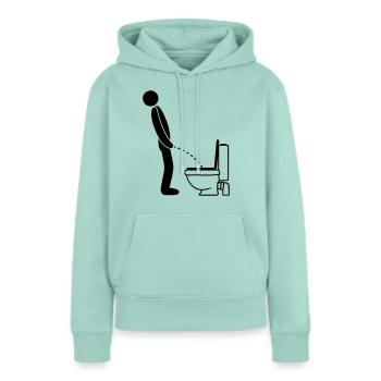 Toilette cool logo debout pipi pisse toilette toilette - Sweat à capuche Premium bio Femme - menthe  - Devant - Julia (174cm)