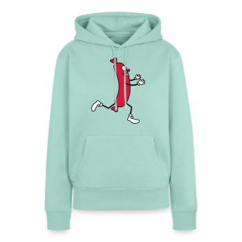 wuerstchen rennen gluecklich umarmen liebe laufen - Frauen Premium Bio Hoodie - Mint  - Vorne - Julia (174cm)