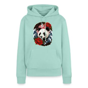 Panda im japanischen Irezumi Tattoo Stil - Frauen Premium Bio Hoodie - Mint  - Vorne - Julia (174cm)