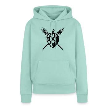 Symbole de l’orge de houblon - Sweat à capuche Premium bio Femme - menthe  - Devant - Julia (174cm)