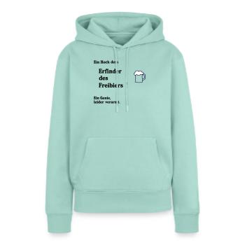 Inventeur de la bière gratuite - Sweat à capuche Premium bio Femme - menthe  - Devant - Julia (174cm)