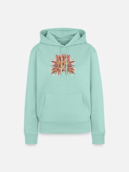 Tiger mit dekorativem Federkopfschmuck - Frauen Premium Bio Hoodie - Mint