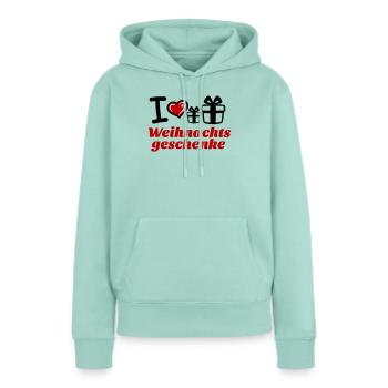 I Love Weihnachtsgeschenke  - Frauen Premium Bio Hoodie - Mint  - Vorne - Julia (174cm)